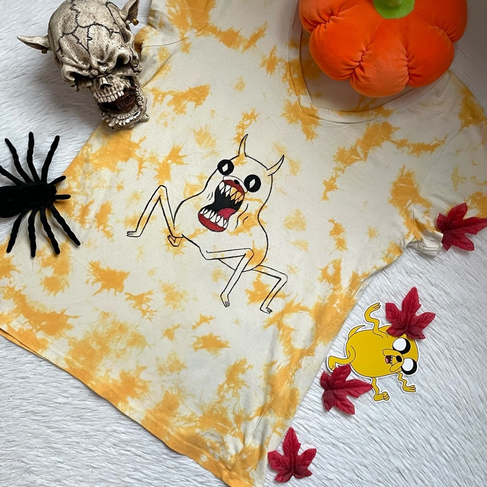 Adventure time scary Jake the Dog hand painted tie dye v neck tee - Picture 17 of 17